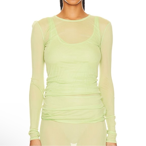 GRLFRND Long Sleeve Mesh Tee in Electric Lime Size XS - Picture 1 of 12